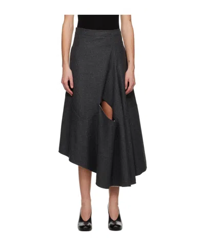 Niccolò Pasqualetti Gray Lacuna Midi Skirt In Charcoal