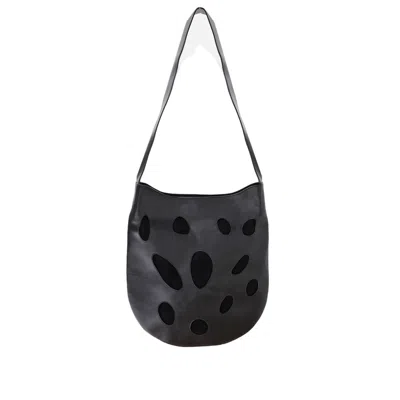Niccolò Pasqualetti Leather Shoulder Bag With Suede Accents And Top Handle In Gray