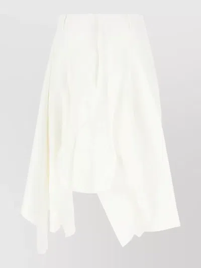 Niccolò Pasqualetti Linen Blend Skirt Asymmetric Hem Belt Loops In White