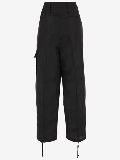 Niccolò Pasqualetti Linen-blend Cargo Pants In Black