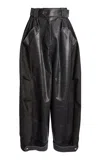 Niccolò Pasqualetti Luna Leather Wide-leg Pants In Dark Grey
