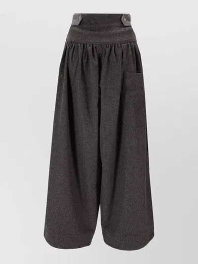 Niccolò Pasqualetti Luna Trousers High Waist Wide Leg In Gray