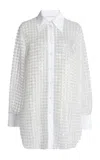Niccolò Pasqualetti Marianne Sequined Latice Tulle Shirt In Silver