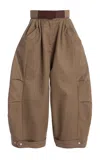 Niccolò Pasqualetti Montage Leather Cotton-twill Trousers In Brown