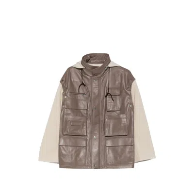 Niccolò Pasqualetti Multi-pocket Drawstring Hood Jacket In Brown