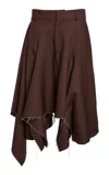 Niccolò Pasqualetti Nave Wool Faille Midi Skirt In Brown