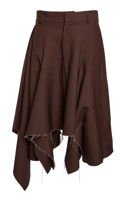 Niccolò Pasqualetti Nave Wool Faille Midi Skirt In Brown