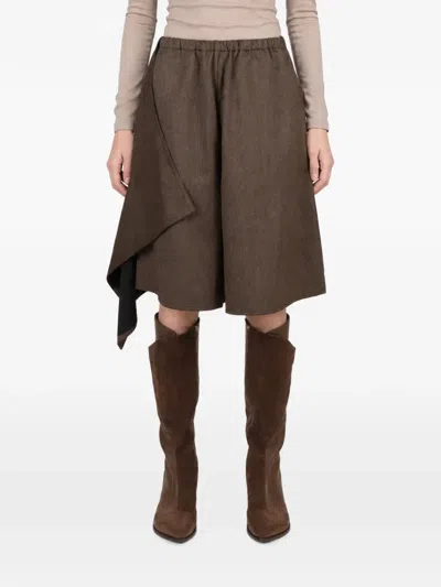 Niccolò Pasqualetti Nota Draped Shorts In Brown