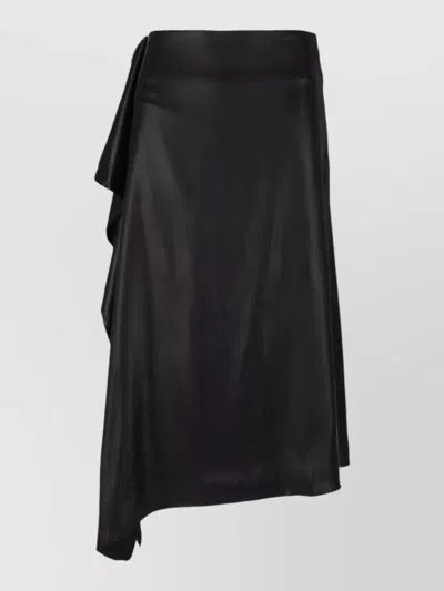 Niccolò Pasqualetti Nota Skirt Asymmetric Drape High Waist Satin In Black