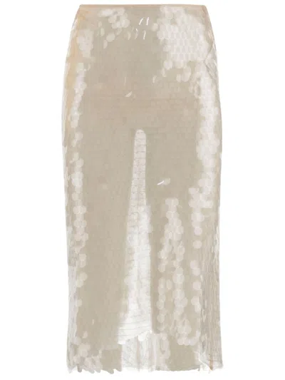 Niccolò Pasqualetti Nylon Sequined Skirt In Neutrals