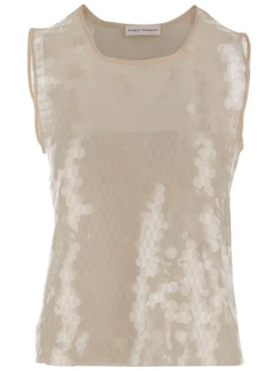 Niccolò Pasqualetti Nylon Top With Sequin Pattern In Neutrals