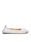 Niccolò Pasqualetti Obliqua Metallic-effect Ballet Flats In Silver