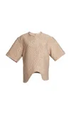 Niccolò Pasqualetti Onda Wool-silk Cloque Jacquard T-shirt In Tan