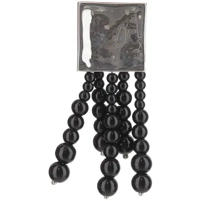 Niccolò Pasqualetti Onyx-embellished Sterling Silver Medusa Earring In Black