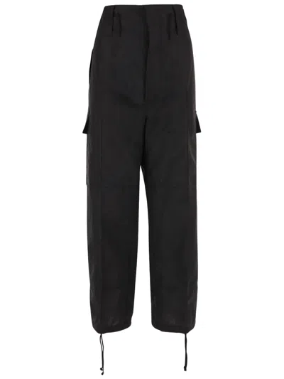 Niccolò Pasqualetti Oversized Linen-blend Pants In Black