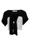 Niccolò Pasqualetti Wool Yarn Knotted Short Sleeve Scarf In Black