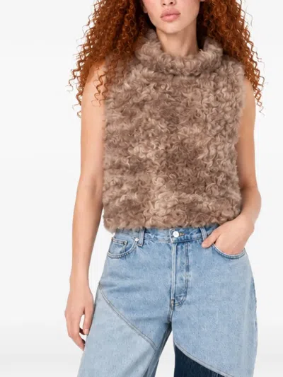 Niccolò Pasqualetti Pecora Astrakhan-effect Top In Neutral