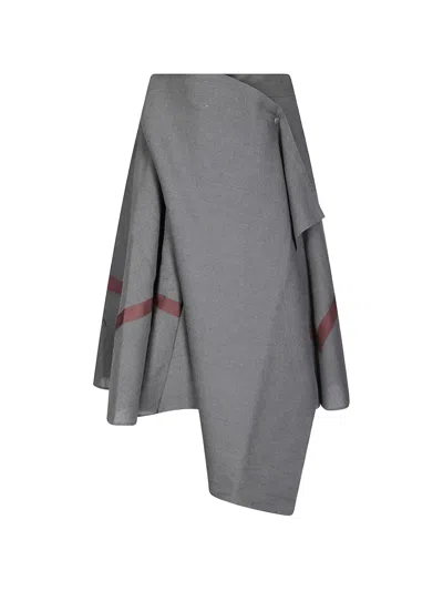 Niccolò Pasqualetti Perimetro Asymmetric Draped Maxi Skirt In Gray