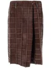 Niccolò Pasqualetti Piega 方形绒面革拼接半身裙 In Brown
