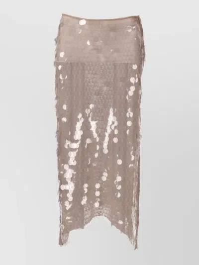 Niccolò Pasqualetti Pinna Skirt High Waist Sequin Design In Neutral