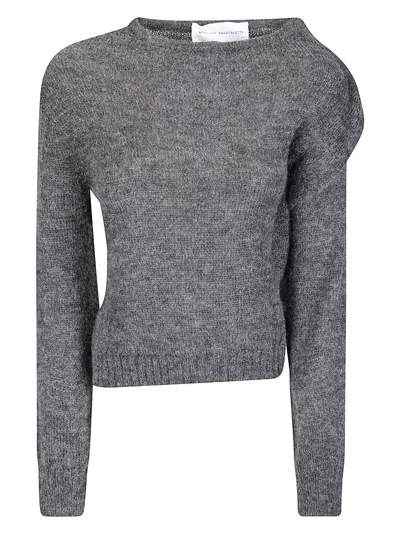 Niccolò Pasqualetti Relaxed Fit Knit Sweater With Classic Round Neckline In Gray