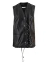 Niccolò Pasqualetti Ruffled Leather Waistcoat In Black