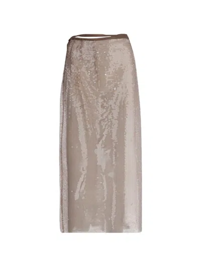 Niccolò Pasqualetti Sequin Maxi Skirt In Brown
