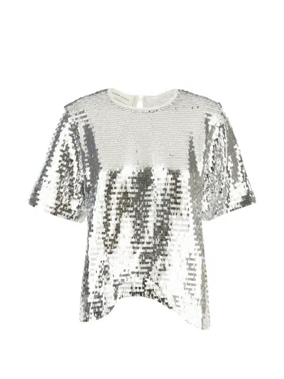 Niccolò Pasqualetti Sequin-embellished Asymmetric Top In Silver
