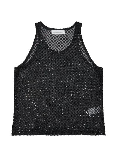 Niccolò Pasqualetti Sequin-embellished Mesh Top In Black