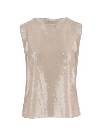Niccolò Pasqualetti Sequinned Sleeveless Top In Neutral