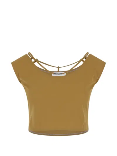 Niccolò Pasqualetti Sleeveless Drawstring-trim Top In Brown