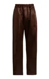Niccolò Pasqualetti Slim Nylon Satin Straight-leg Pants In Brown
