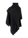 Niccolò Pasqualetti Turtleneck Ribbed-knit Poncho In Black