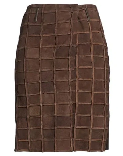 Niccolò Pasqualetti Woman Mini Skirt Dark Brown Size Xs Lambskin