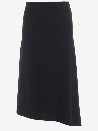 Niccolò Pasqualetti Virgin Wool Asymmetrical Skirt In Black
