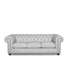 Nice Link Alexandon 95" Chesterfield Chair In Light Grey Italian Leather With Nailhead In Light Gray