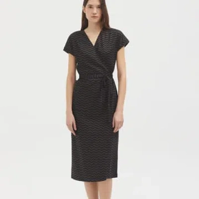 Nice Things Stitch Fabric Wrap Dress In Black