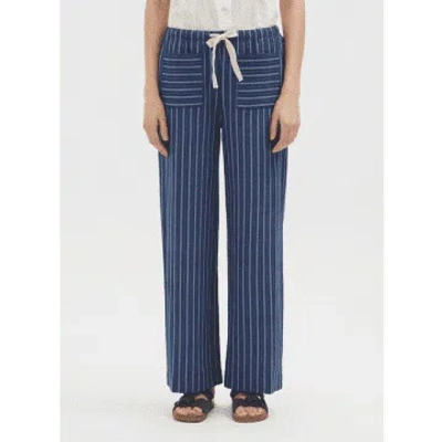 Nice Things Striped Indigo Trousers From In Blue
