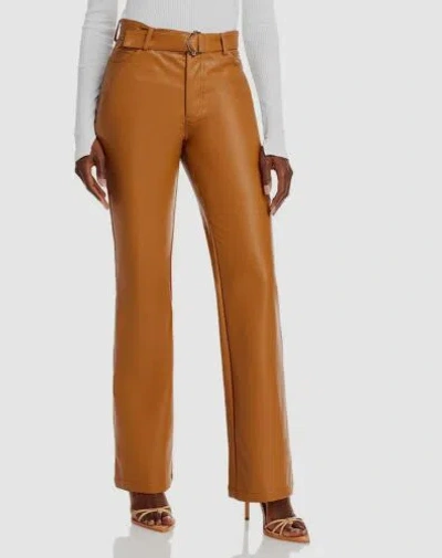 Pre-owned Nicholas $325  Women's Brown Arya Faux Leather Belted Trousers Dress Pants Size 4