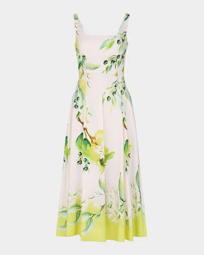Nicholas Alexandra Pleated Floral-print Maxi Dress In White