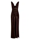 Nicholas Alfina Backless Cowl-neck Column Gown In Brown