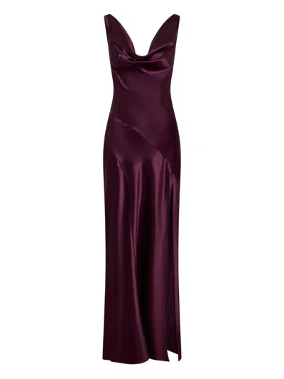 Nicholas Alfina Cowl-neck Slit Maxi Dress In Purple