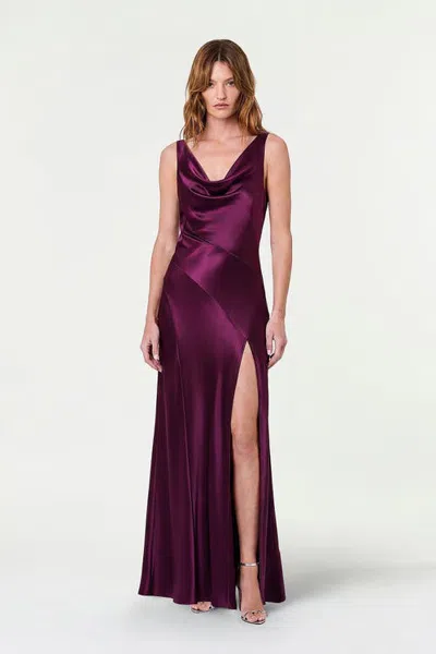 Nicholas Alfina Double Cowl Gown In Burgundy
