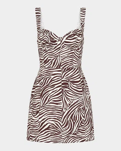 Nicholas Alina Printed Linen-blend A-line Mini Dress In Striata Pr