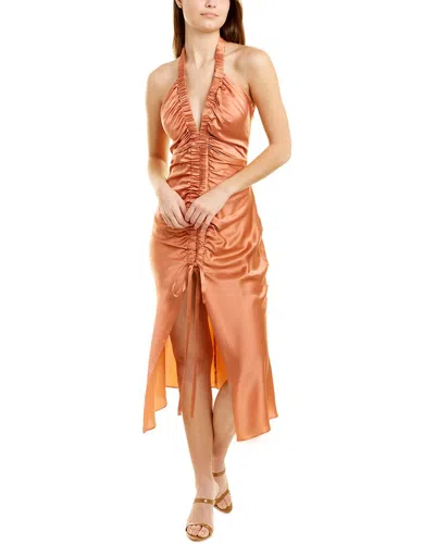 Nicholas Allia Silk Midi Dress In Brown