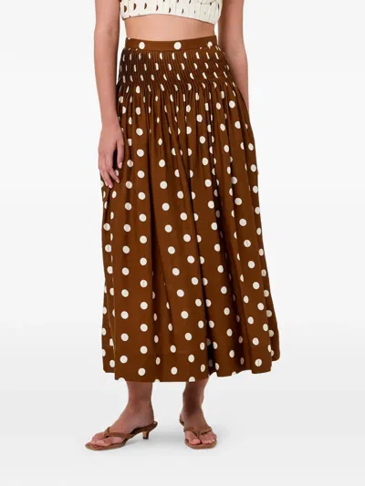Nicholas Amabelle Pintuck Midi Skirt In Brown