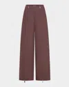 Nicholas Amalia Wide-leg Zipper Pants In Brown