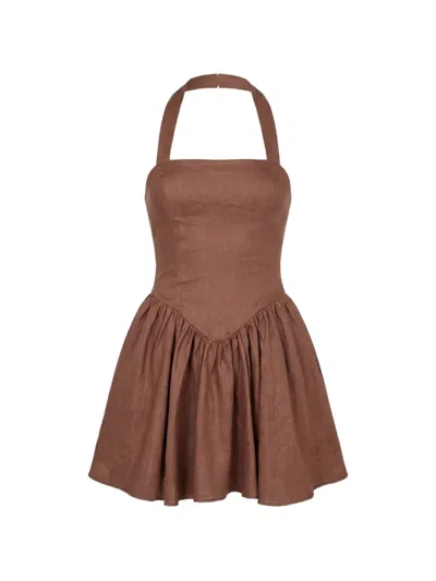 Nicholas Amalie Halter-neck Dress In Brown