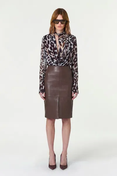 Nicholas Amara Double Layer Cowl Neck Printed Blouse In Multi