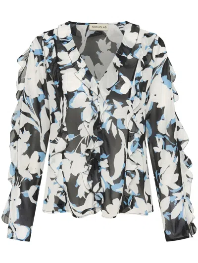 NICHOLAS AMIRA 斜裁荷叶边上衣